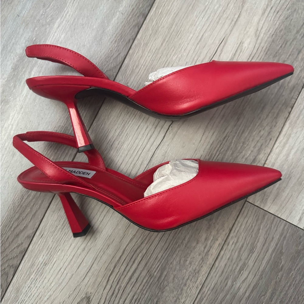 Steve Madden Red Pointed Toe Slingback Heels